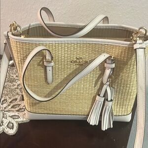 Coach Beige and White Women's Bag